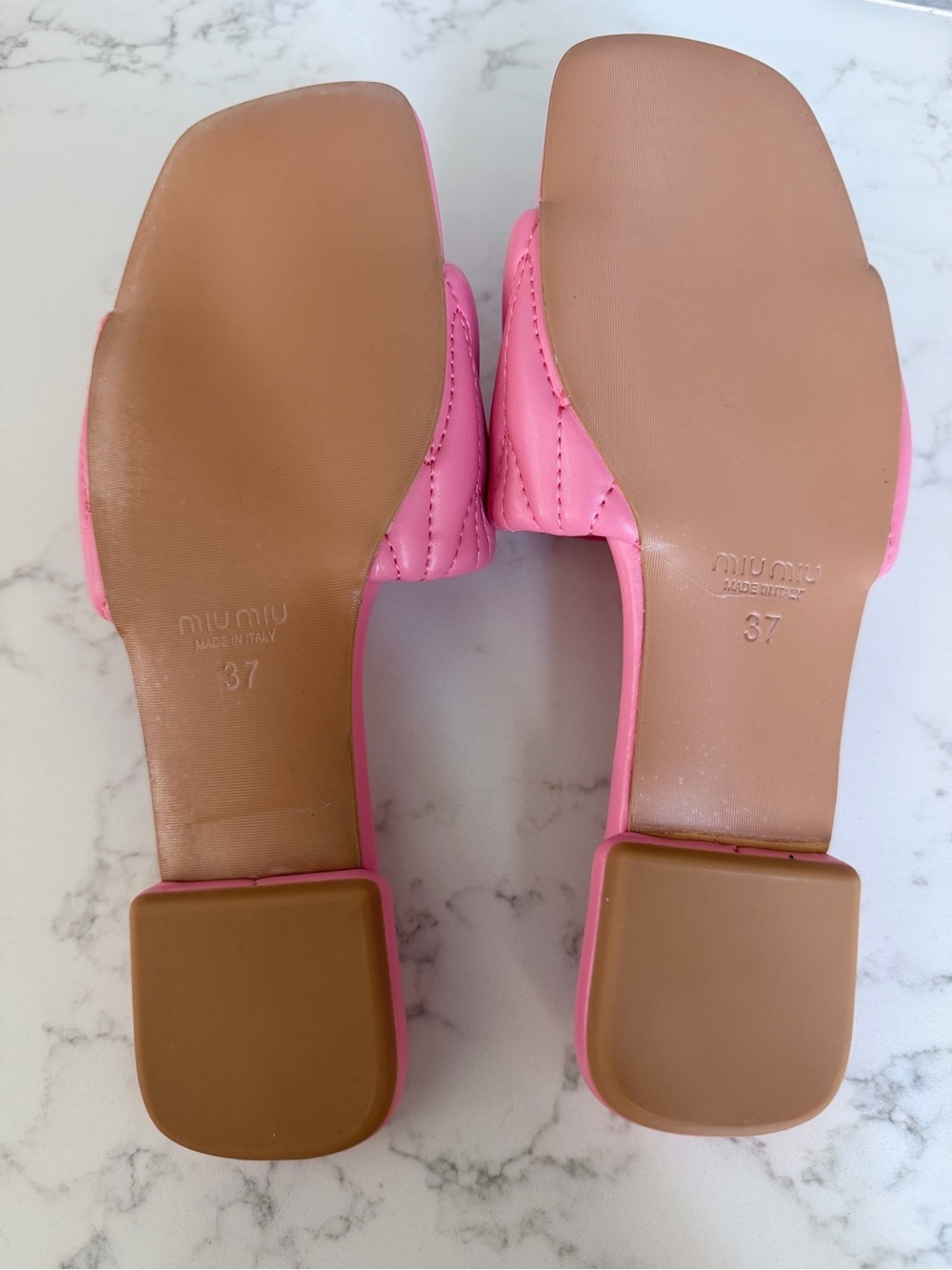 Miu Miu Quilted Logo Slide Sandals in Pink size 7 - Picture 4 of 8